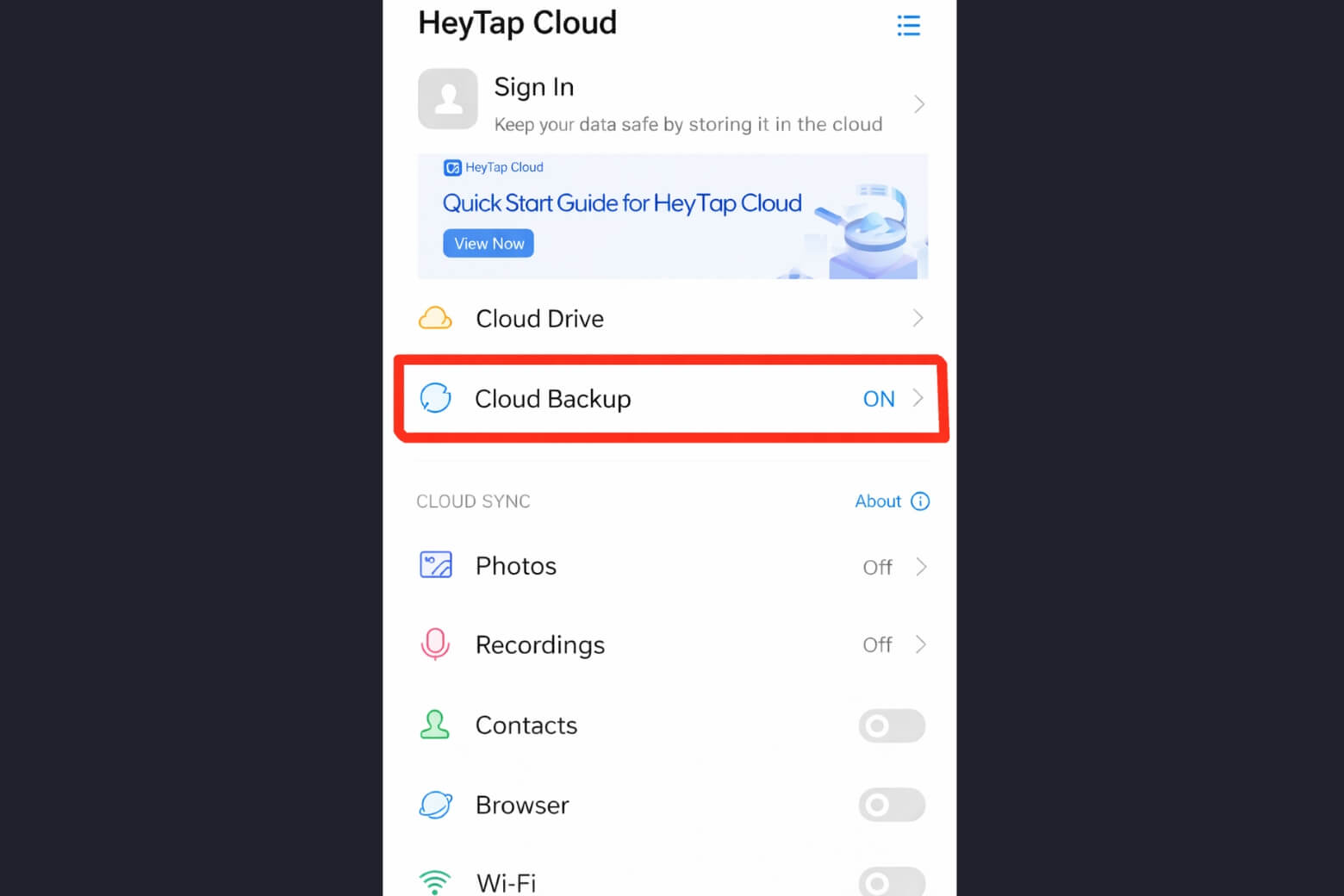 Cách định vị điện thoại OPPO nhanh nhất 2026: Tắt nguồn vẫn tìm được 15 Đăng nhập và bật ON tính năng backup trên HeyTap Cloud