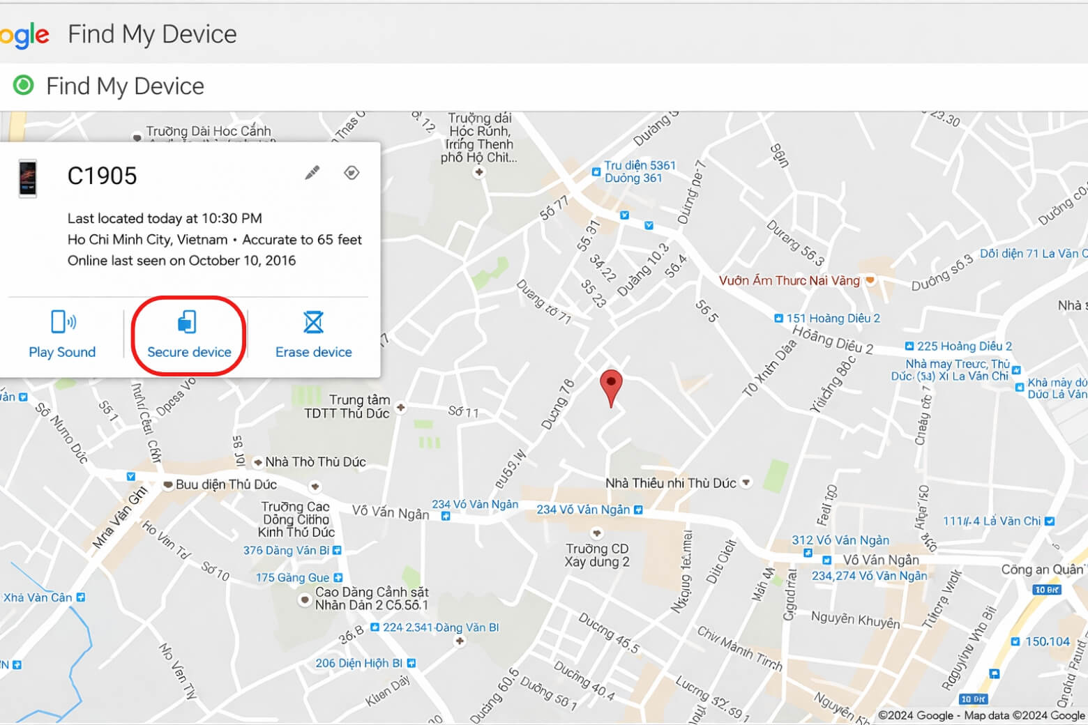 Cách định vị điện thoại OPPO nhanh nhất 2026: Tắt nguồn vẫn tìm được 18 Nếu xác định điện thoại bị lạc và muốn bảo mật dữ liệu bằng cách khoá điện thoại > Chọn Secure Device