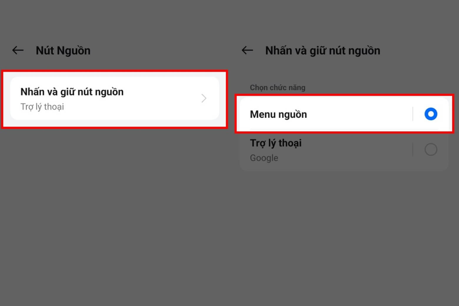 Chọn Chức Năng Menu Nguồn Cho Nút Nguồn Thay Vì Gọi Google Assistant