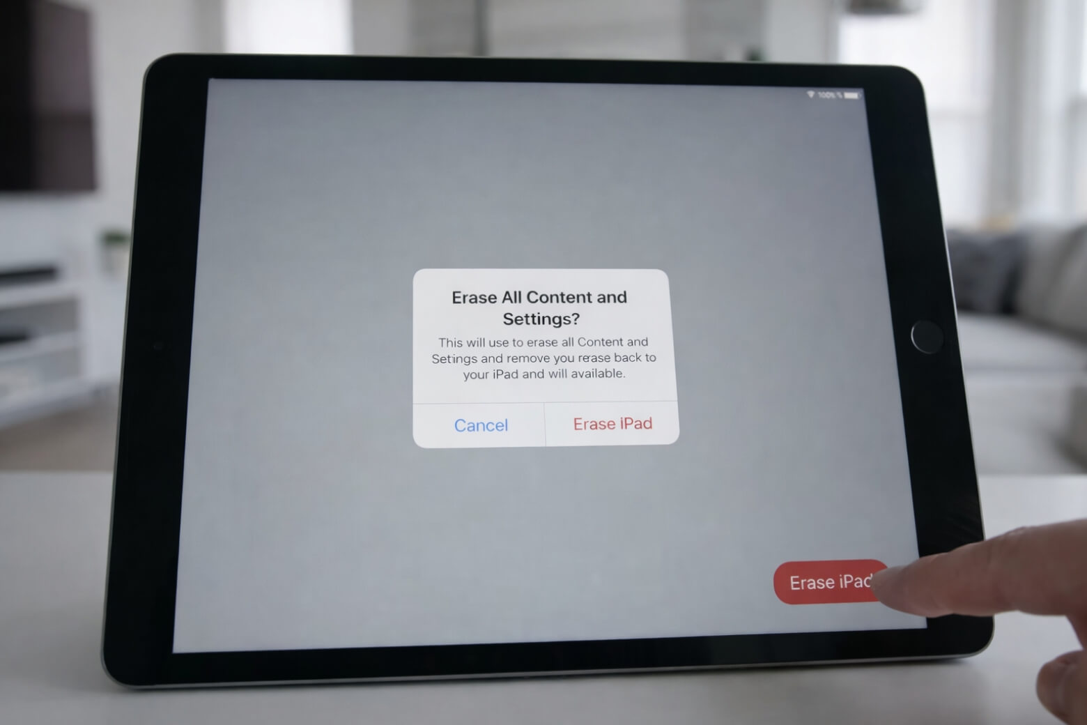 Chọn Erase iPad lần nữa và nhập Apple ID để khôi phục