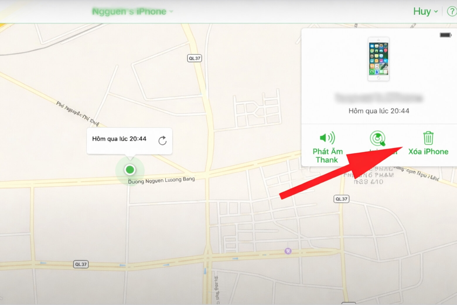 Chọn Erase This Device để reset máy và đặt lại mật khẩu