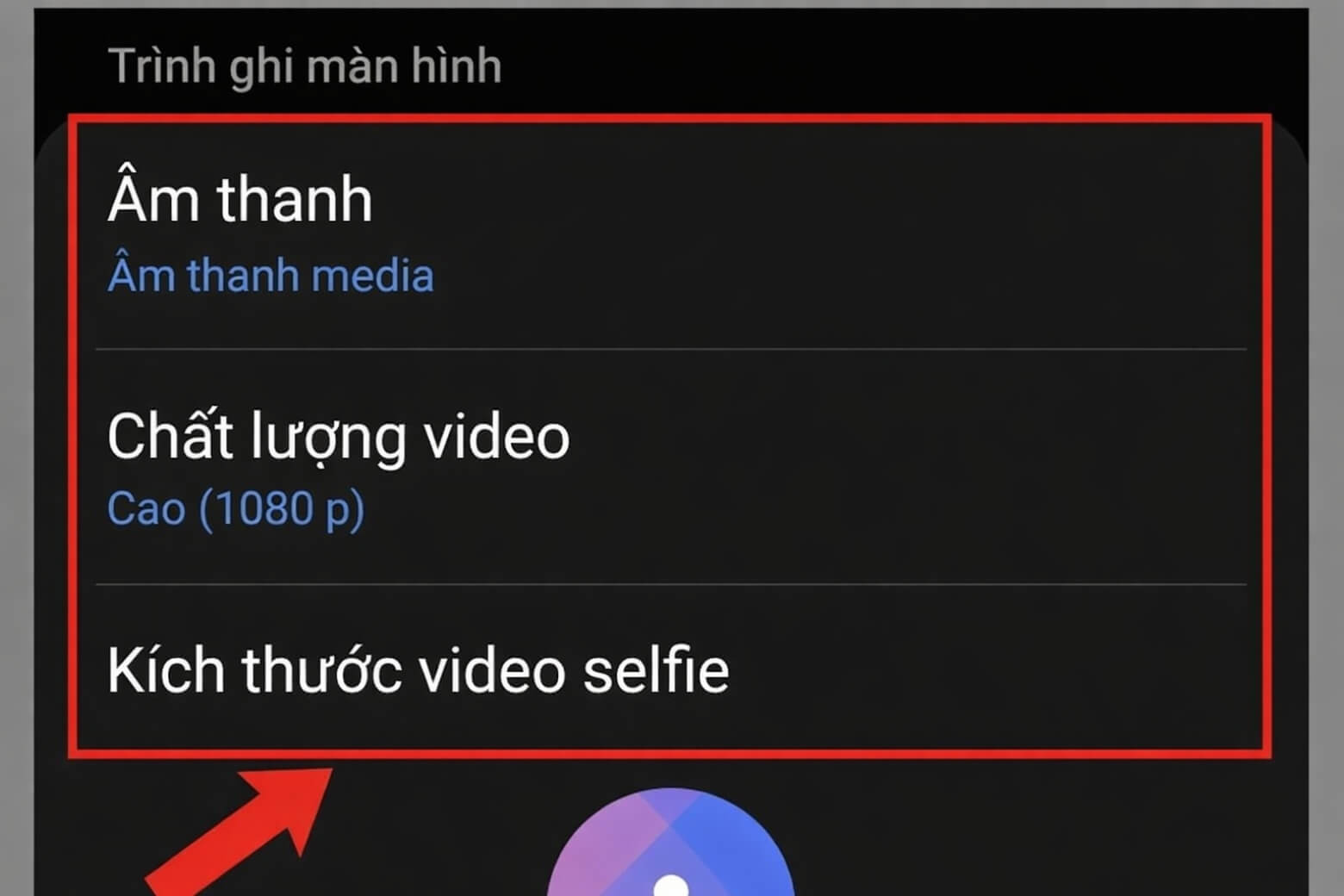 Chọn chất lượng âm thanh, video và kích thước video trong phần cài đặt