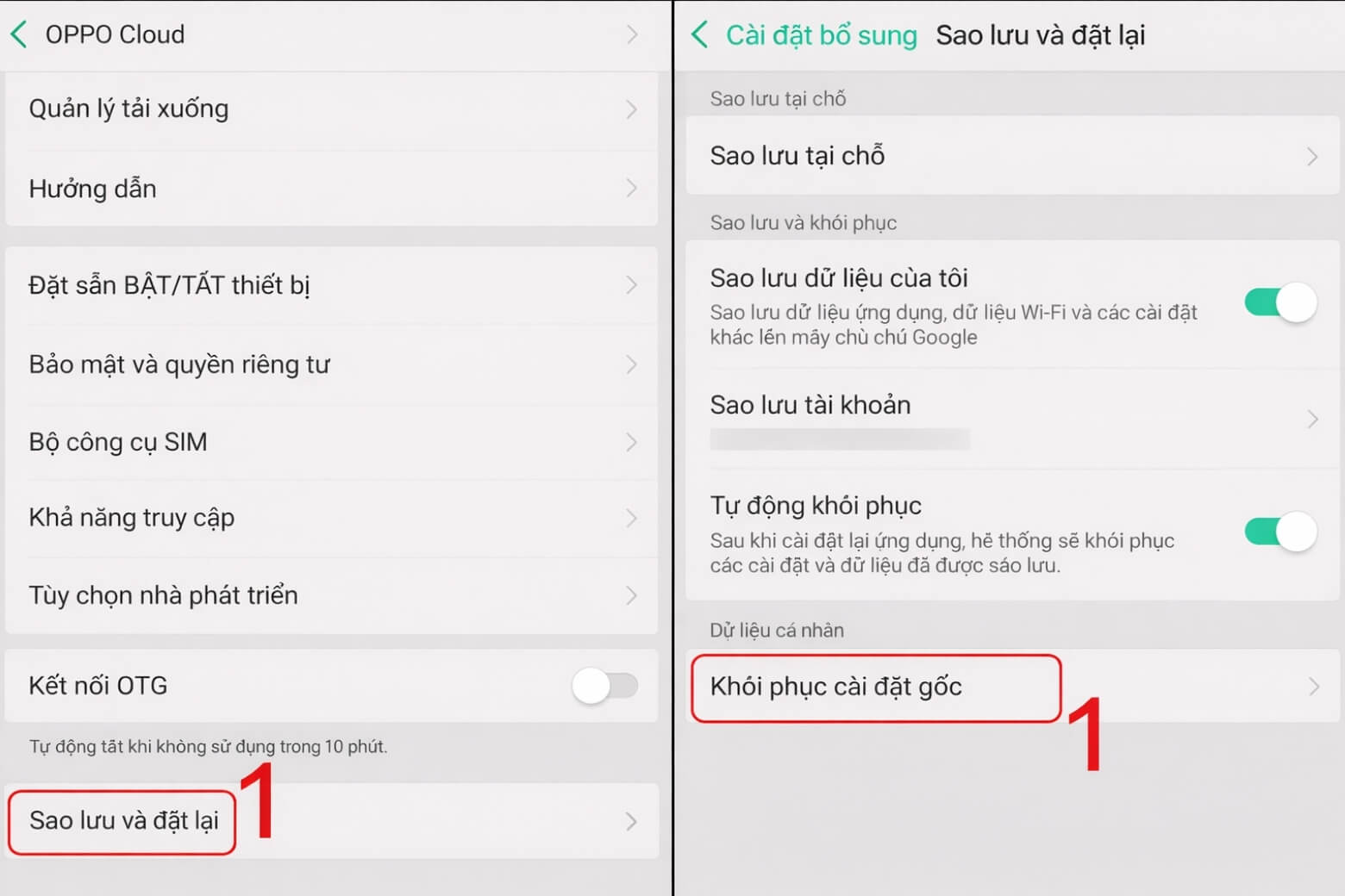 Cách tắt nguồn OPPO nhanh nhất: Áp dụng mọi dòng máy 15 Chọn Khôi phục cài đặt gốc