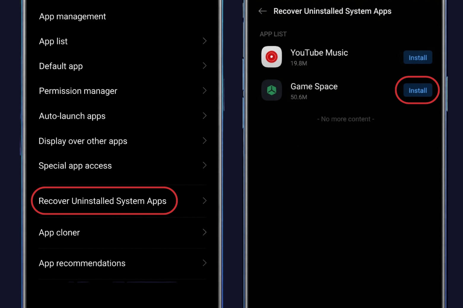 Bạn nên khôi phục Game Space theo hướng dẫn chính thống thay vì tải APK dễ dẫn đến các rủi ro về bảo mật dữ liệu máy