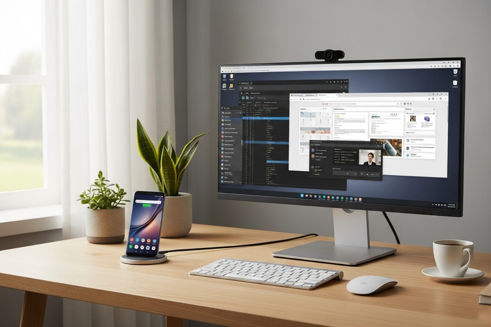 Để tối ưu không gian làm việc với Samsung DeX, bạn có thể trang bị màn hình, chuột bàn phím để xử lý công việc tiện lợi
