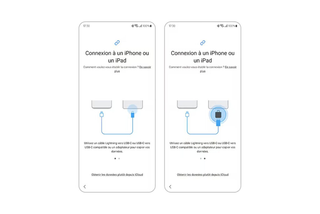 Bước 1: Kết nối iPhone và Galaxy bằng cáp