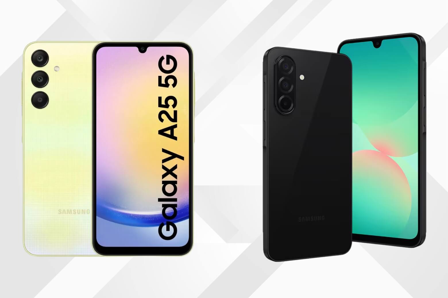 Về ngoại hình không có quá nhiều sự khác biệt, nhưng thiết kế Samsung Galaxy A26 bền bỉ hơn với khả năng kháng nước, kháng bụi