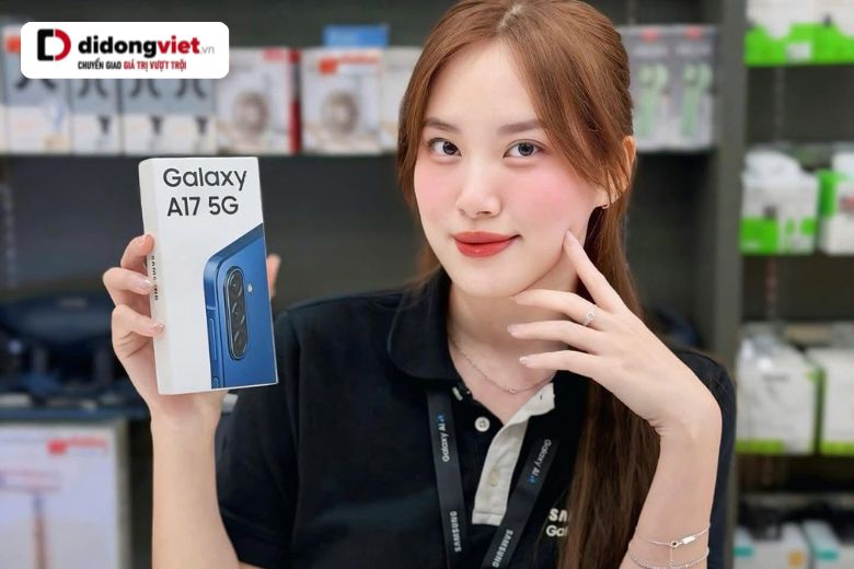 Trả góp Samsung bằng thẻ tín dụng: Ưu đãi 0% lãi suất kỳ hạn lên đến 24 tháng qua Samsung Members 6 tren tay galaxy a17 5g didongviet