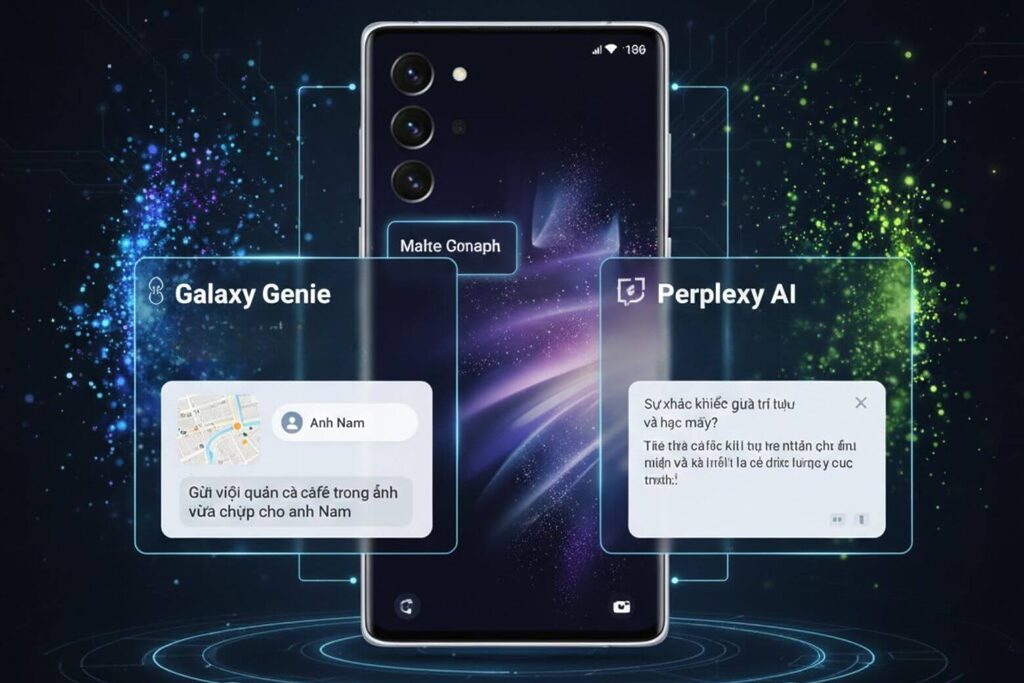 S26 Ultra trợ lý kép: Galaxy Genie điều khiển thiết bị, Perplexity AI tra cứu tri thức.
