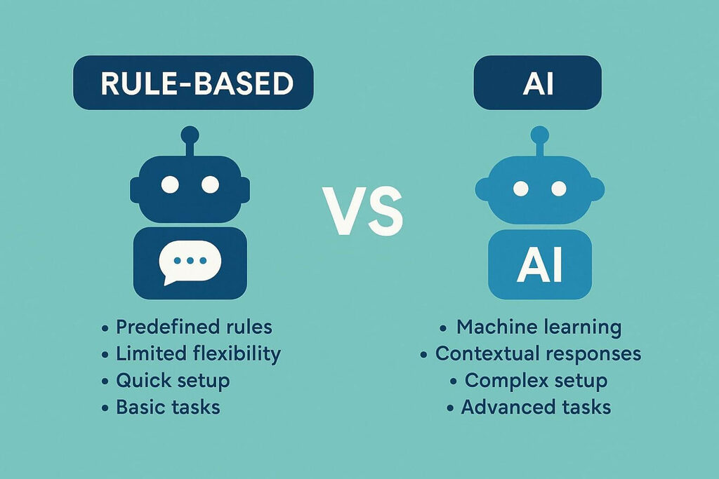 Chatbot là gì? Phân biệt Bot thường và AI Trợ lý ảo trên điện thoại (2026) 14 Bot theo quy tắc chỉ hiểu kịch bản có sẵn, phù hợp tác vụ đơn giản.