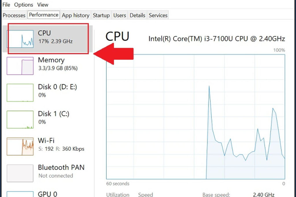 Task Manager theo dõi hiệu suất CPU, RAM, ổ cứng theo thời gian thực, phát hiện linh kiện quá tải.