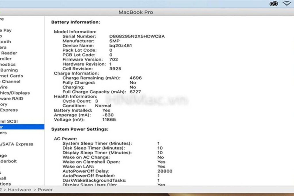 System Report hiển thị Cycle Count pin, chỉ số quan trọng định giá Mac cũ.