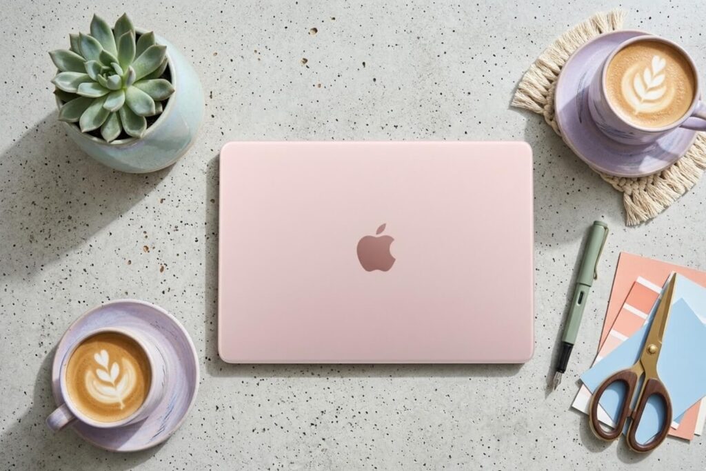 MacBook Neo có mấy màu? 4 Màu Sắc Sang Trọng - Chọn Màu Nào? 10 Hồng Phớt MacBook Neo kết hợp tinh tế sự nữ tính nhẹ nhàng với tính chuyên nghiệp hiện đại