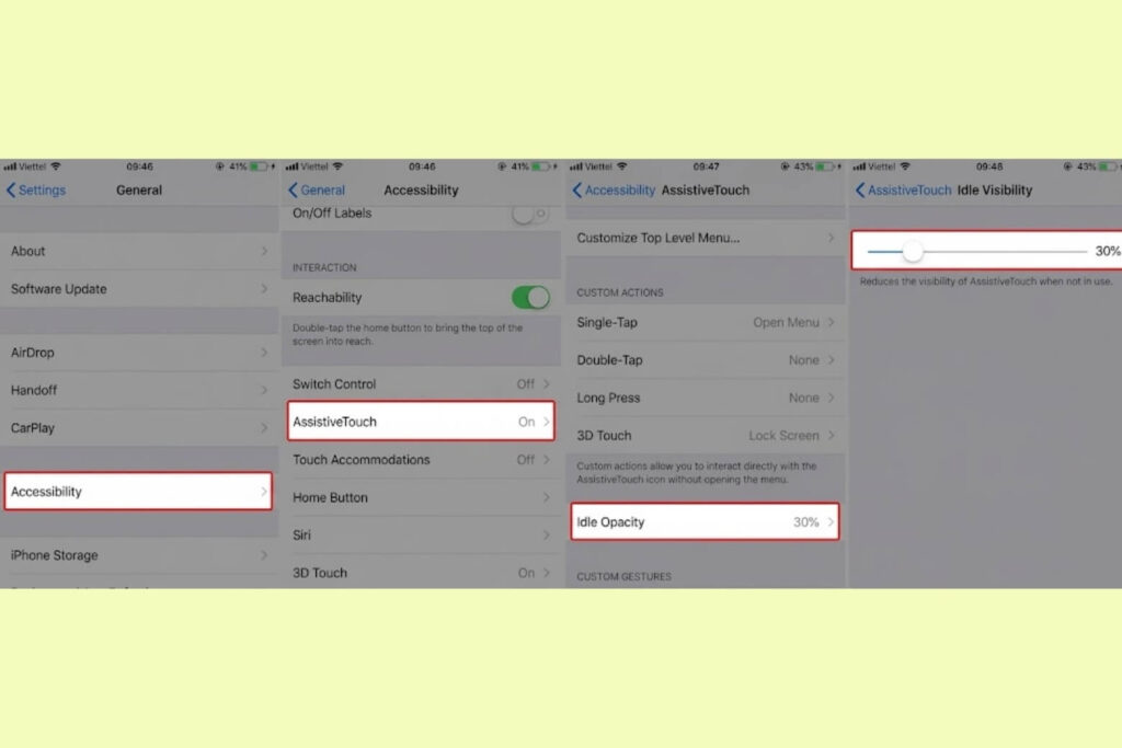 AssistiveTouch là gì? Hướng dẫn thiết lập phím Home ảo tối ưu trên iOS 19 13 Giảm Idle Opacity xuống 15% để tránh burn-in trên màn hình OLED.