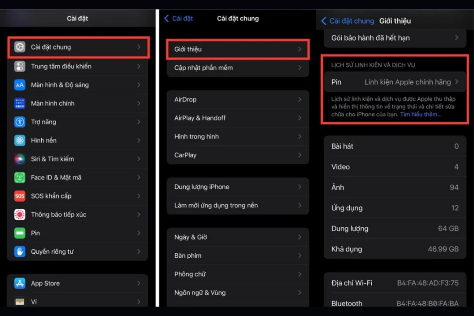 Cách kiểm tra pin iPhone đã thay chưa đơn giản, chính xác nhất 10 Kiểm tra pin iPhone qua mục Giới thiệu (iOS 15.2 trở lên)