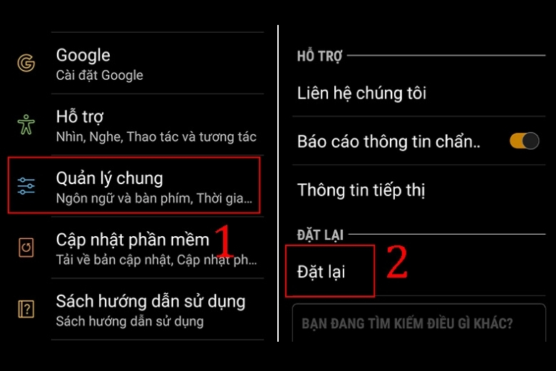 Các bước reset điện thoại Samsung