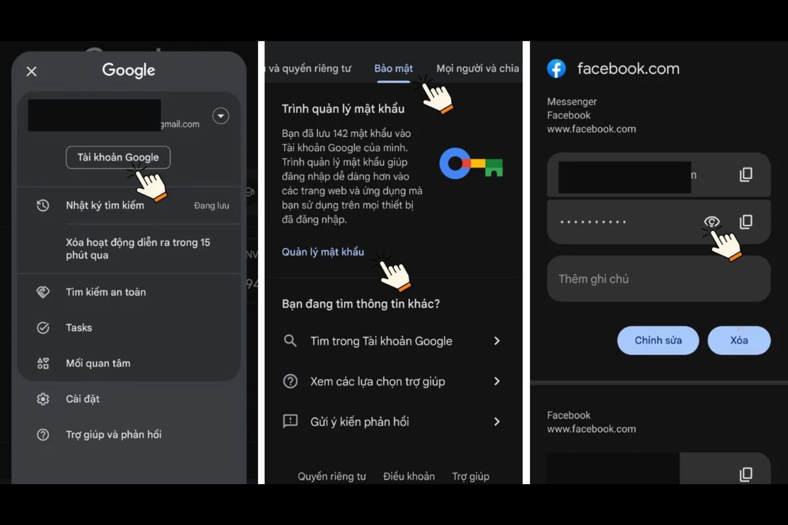 Hướng dẫn cách xem mật khẩu Facebook trên điện thoại, máy tính 15 Xem mật khẩu Facebook qua Trình quản lý mật khẩu Google