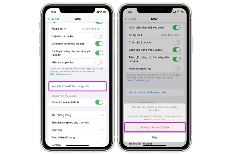 Cách xoá bộ nhớ đệm trên iPhone nhanh và đơn giản nhất 2026 16 Cách xoá dữ liệu trang web và cookies trong Safari
