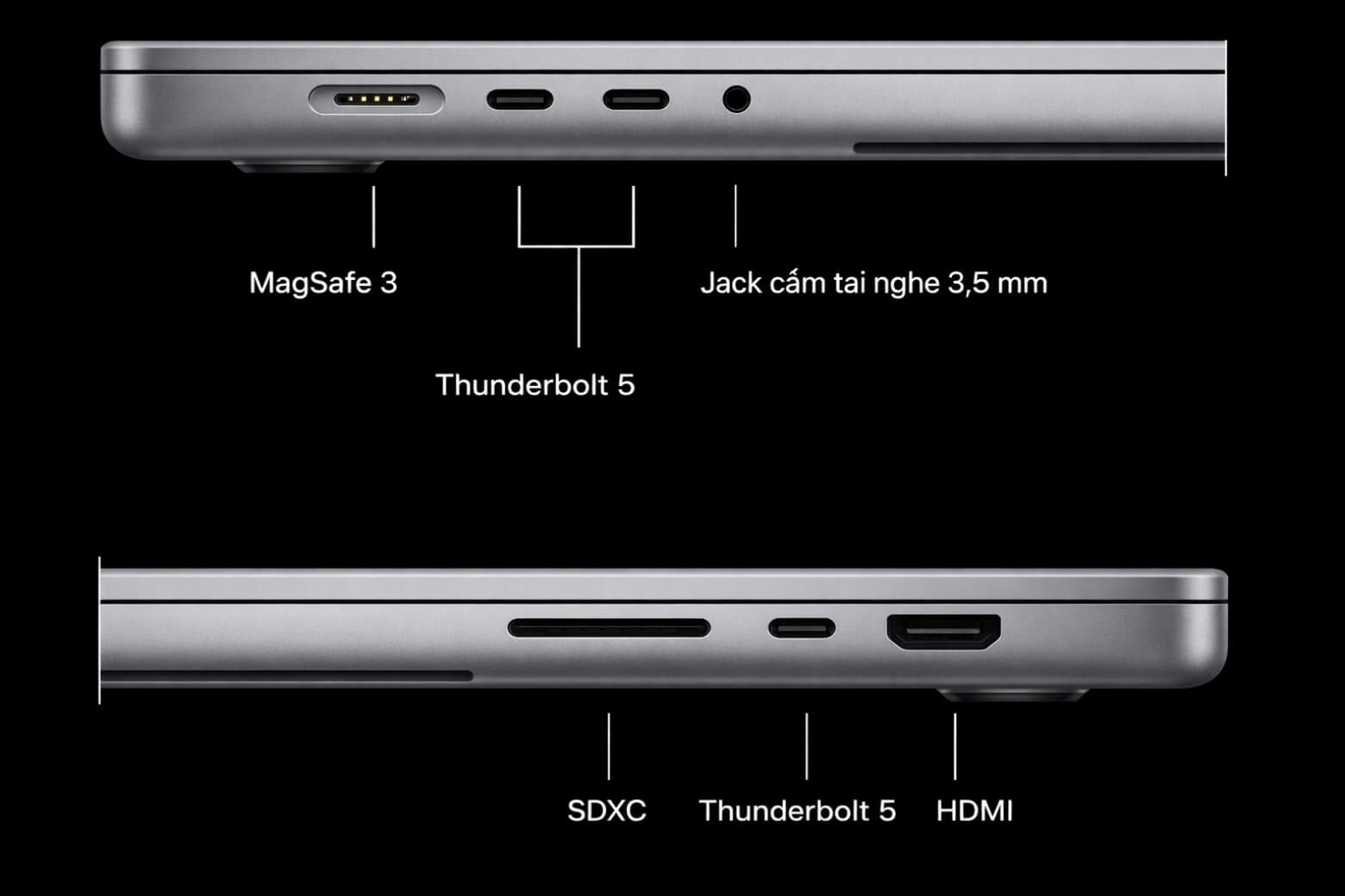 Đánh giá MacBook Pro M5: Hiệu năng chip M5 có đáng nâng cấp? 23 Đánh giá MacBook Pro M5 cổng Thunderbolt 4 HDMI đầy đủ
