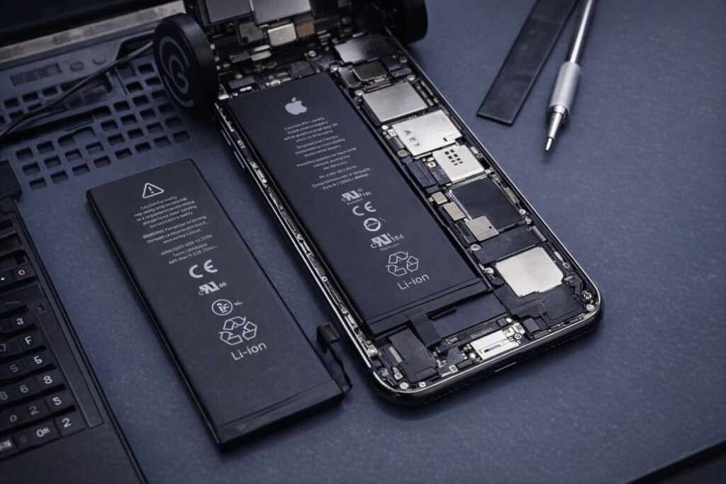 Điện thoại tự nhiên tắt nguồn mở không lên - Nguyên nhân và cách khắc phục hiệu quả 14 Máy chỉ lên khi cắm sạc hoặc pin phồng — cần thay pin chính hãng, pin rời tự thay được, pin dán mang trung tâm bảo hành.