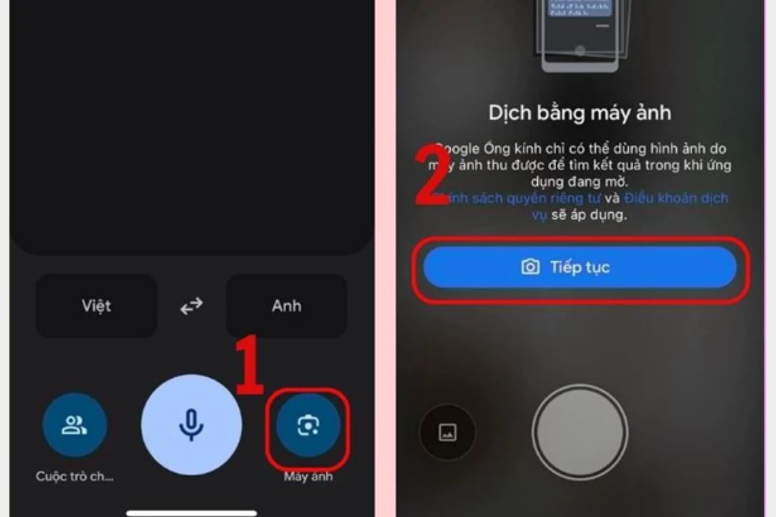 google dịch hình ảnh trên iphone cấp quyền camera