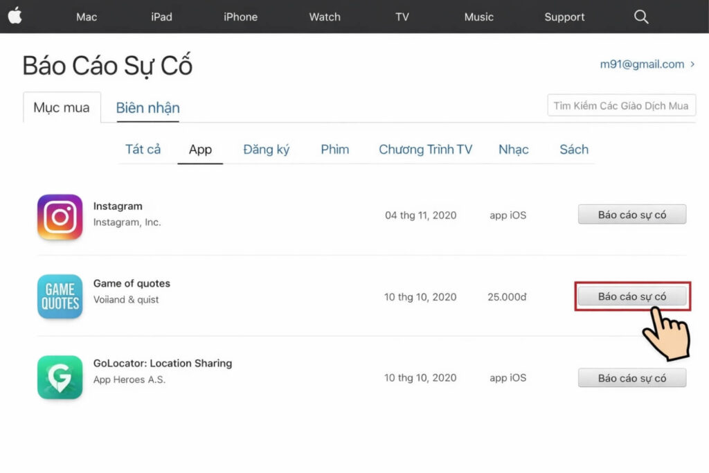 Hoàn tiền Apple - Hướng dẫn chi tiết 90 ngày + Cách yêu cầu nhanh nhất 17 Chọn sản phẩm cần hoàn tiền từ danh sách các giao dịch trong 90 ngày gần nhất.