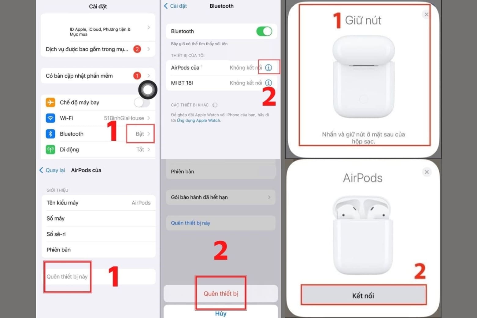 Cách đổi tên AirPods trên iPhone, Android, MacBook và máy tính 20 Quên thiết bị