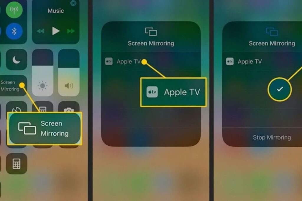 Screen Mirroring tiêu chuẩn: kết nối nhanh từ Control Center trên iPhone.