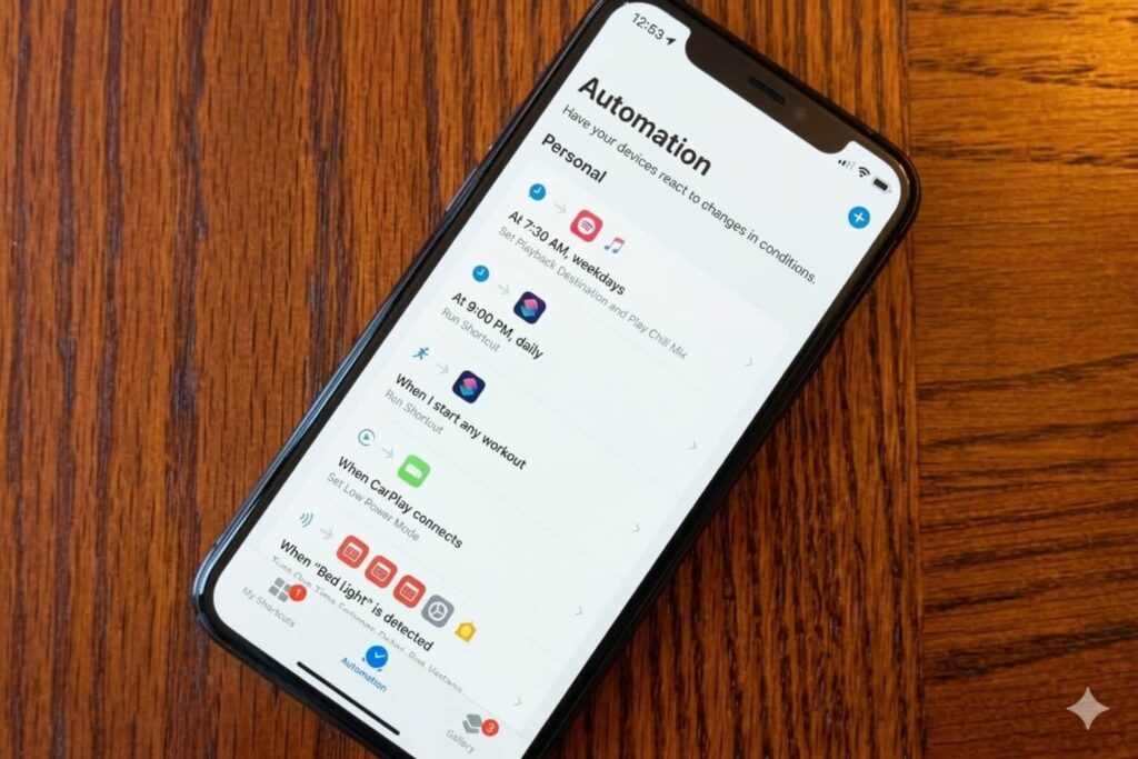 Tự động hóa phím tắt cho phép iPhone thực hiện hành động dựa trên sự kiện hoặc ngoại cảnh.
