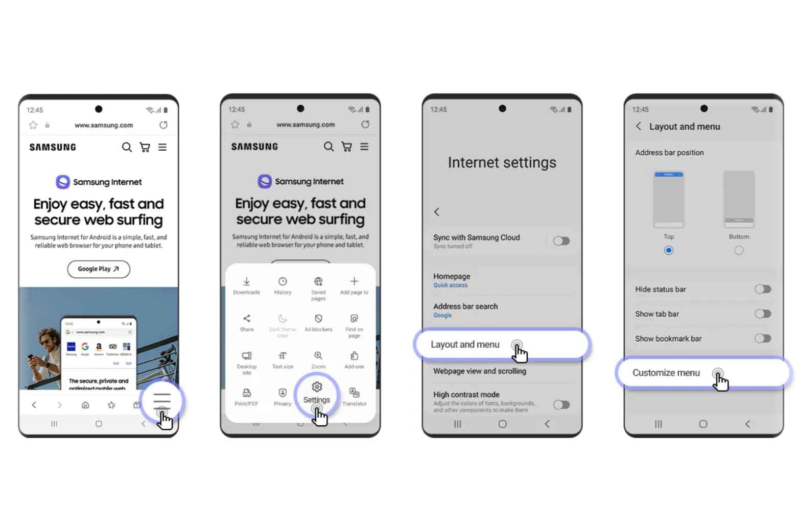 Samsung Internet là gì? Tất cả tính năng trên điện thoại Galaxy 11 Khả năng tùy chỉnh giao diện linh hoạt