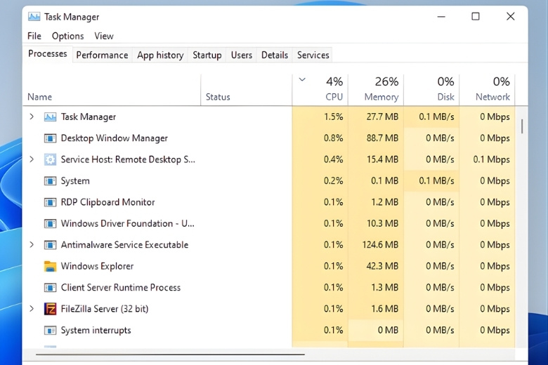 Task Manager là gì? Cách dùng kiểm tra CPU, RAM chi tiết 18 Tab processes trong Task Manager