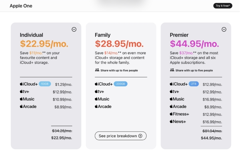 Apple One là gì? Bảng giá 2026 và cách để không bị tính phí 2 lần 9 Các gói Apple One 2026