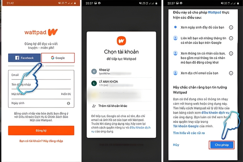 Cách đăng nhập Wattpad trên điện thoại, máy tính và mẹo sửa lỗi kết nối 10 Cách đăng nhập Wattpad bằng tài khoản Google