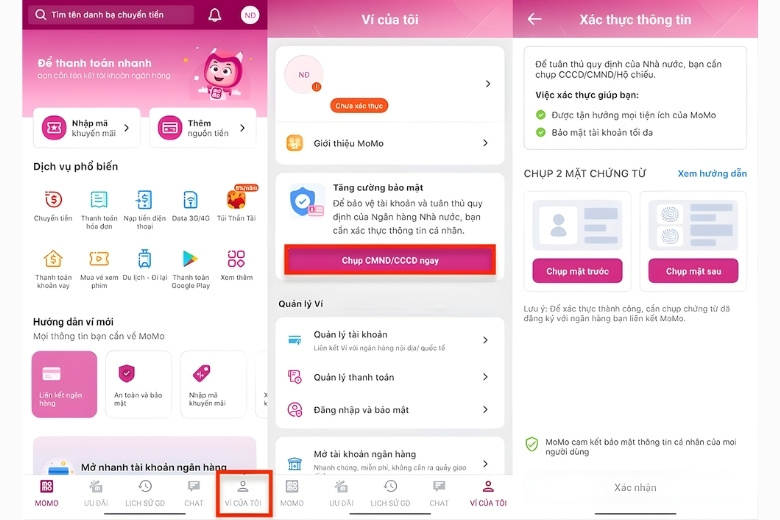Cách tạo tài khoản MoMo chi tiết: Thiết lập an toàn, bảo mật tuyệt đối 7 Định danh tài khoản MoMo