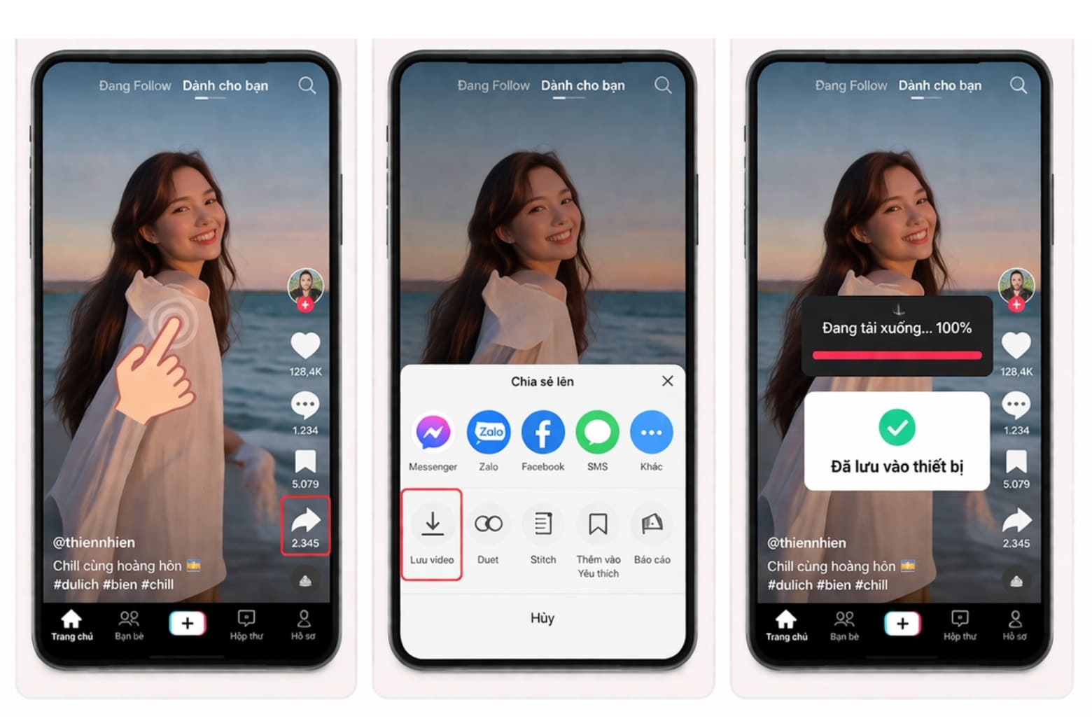 Hướng dẫn cách lưu video trên Tiktok về điện thoại nhanh gọn, không dính logo 6 Cách tải video trực tiếp bằng ứng dụng TikTok