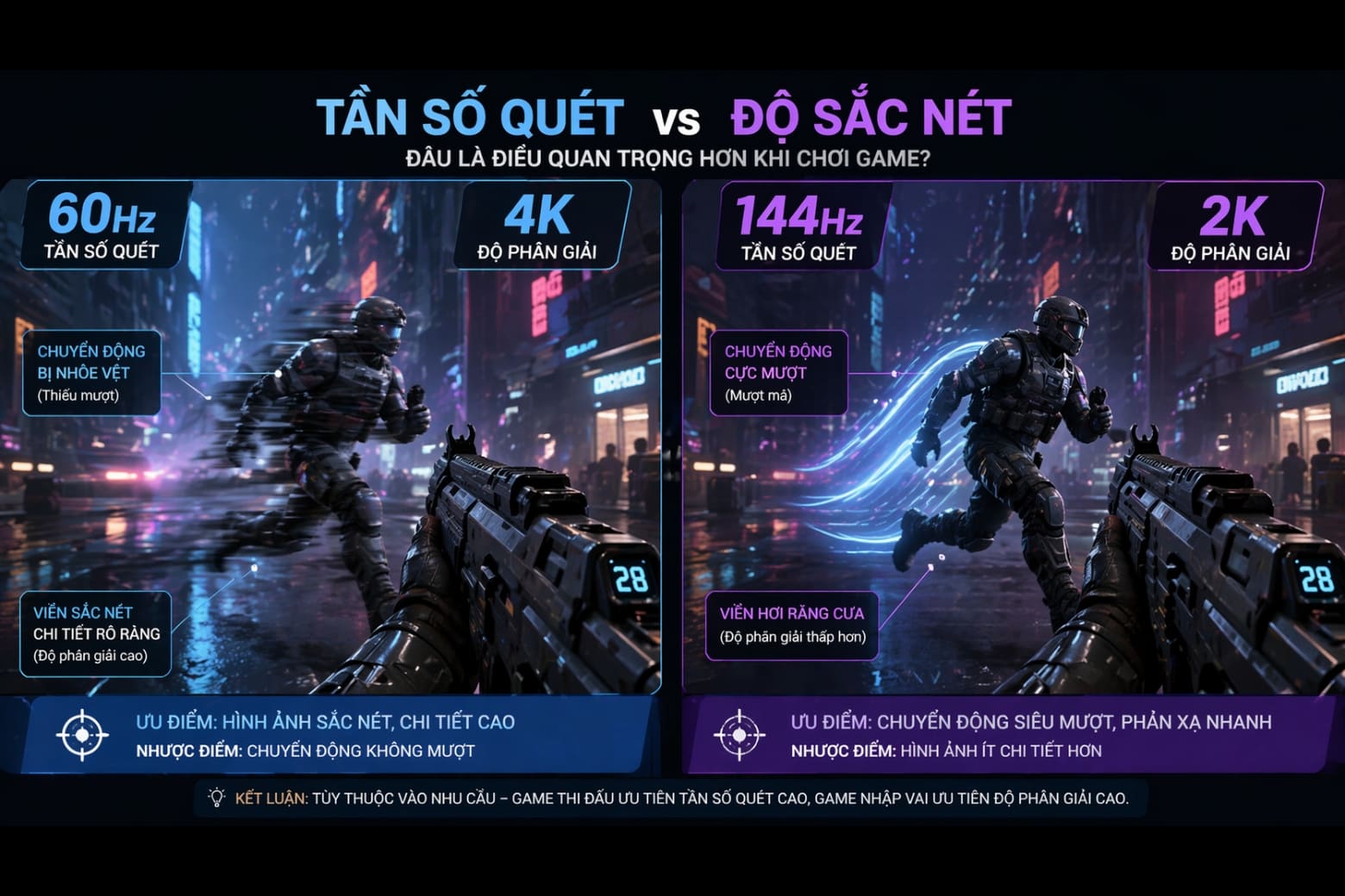Màn hình 4K là gì? Cách chọn kích thước và cấu hình chuẩn nhất 7 Nên mua màn 4K 60Hz hay 2K 144Hz?