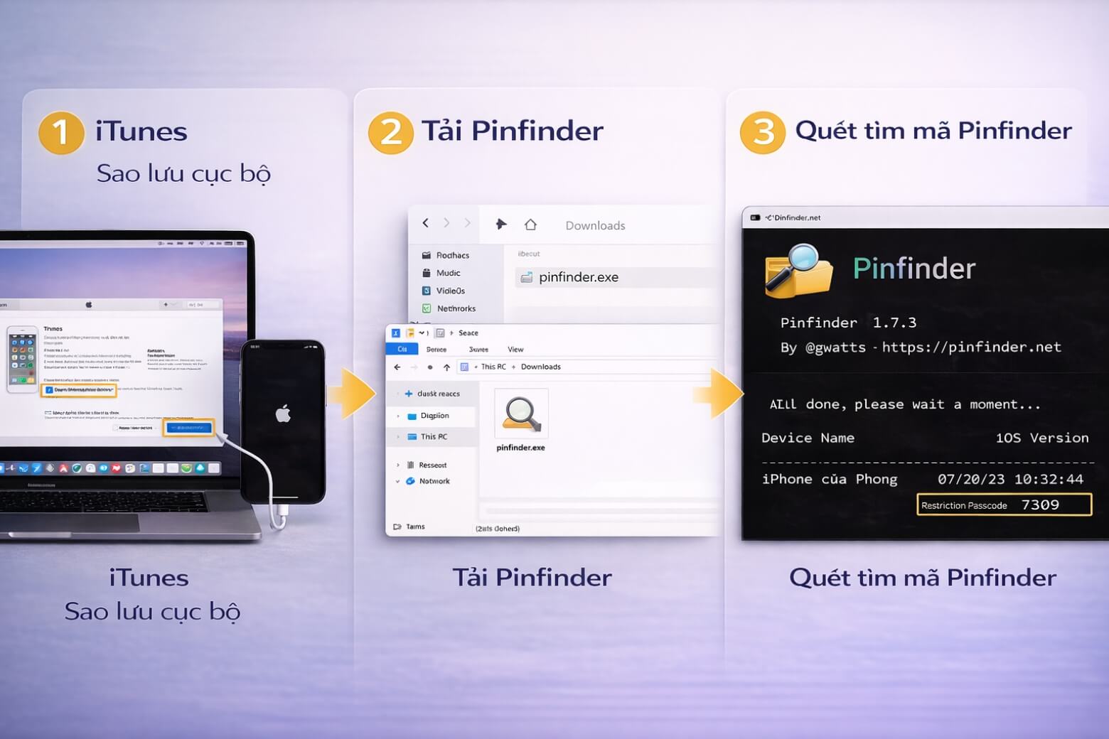 Cách lấy lại mật khẩu giới hạn trên iPhone và iPad an toàn nhất 10 quên mật khẩu giới hạn dùng Pinfinder trích xuất mã iTunes