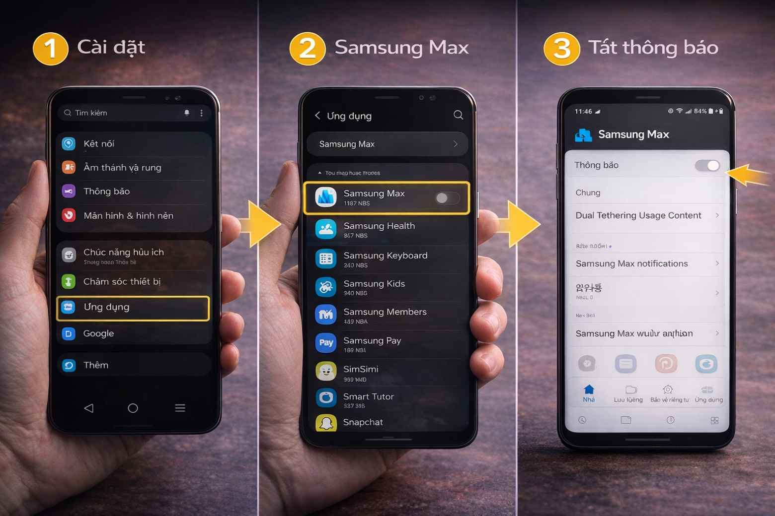 Samsung Max là gì? Hướng dẫn cách tắt và xóa khỏi máy Samsung 9 samsung max là gì cách tắt thông báo trong Cài đặt Galaxy