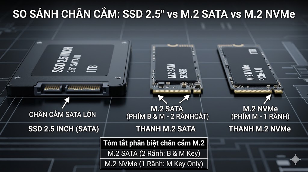 So sánh SSD và HDD: Phân biệt ưu nhược điểm và hướng dẫn chọn mua 7 so sánh chân cắm các chuẩn SSD phổ biến