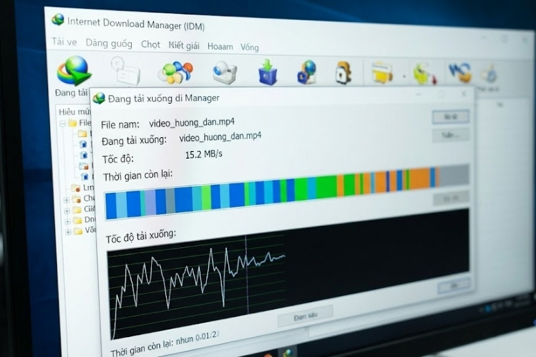 IDM (Internet Download Manager) là gì? Tính năng, Bảng giá và Phần mềm thay thế 10 Thanh tiến trình tải xuống của IDM