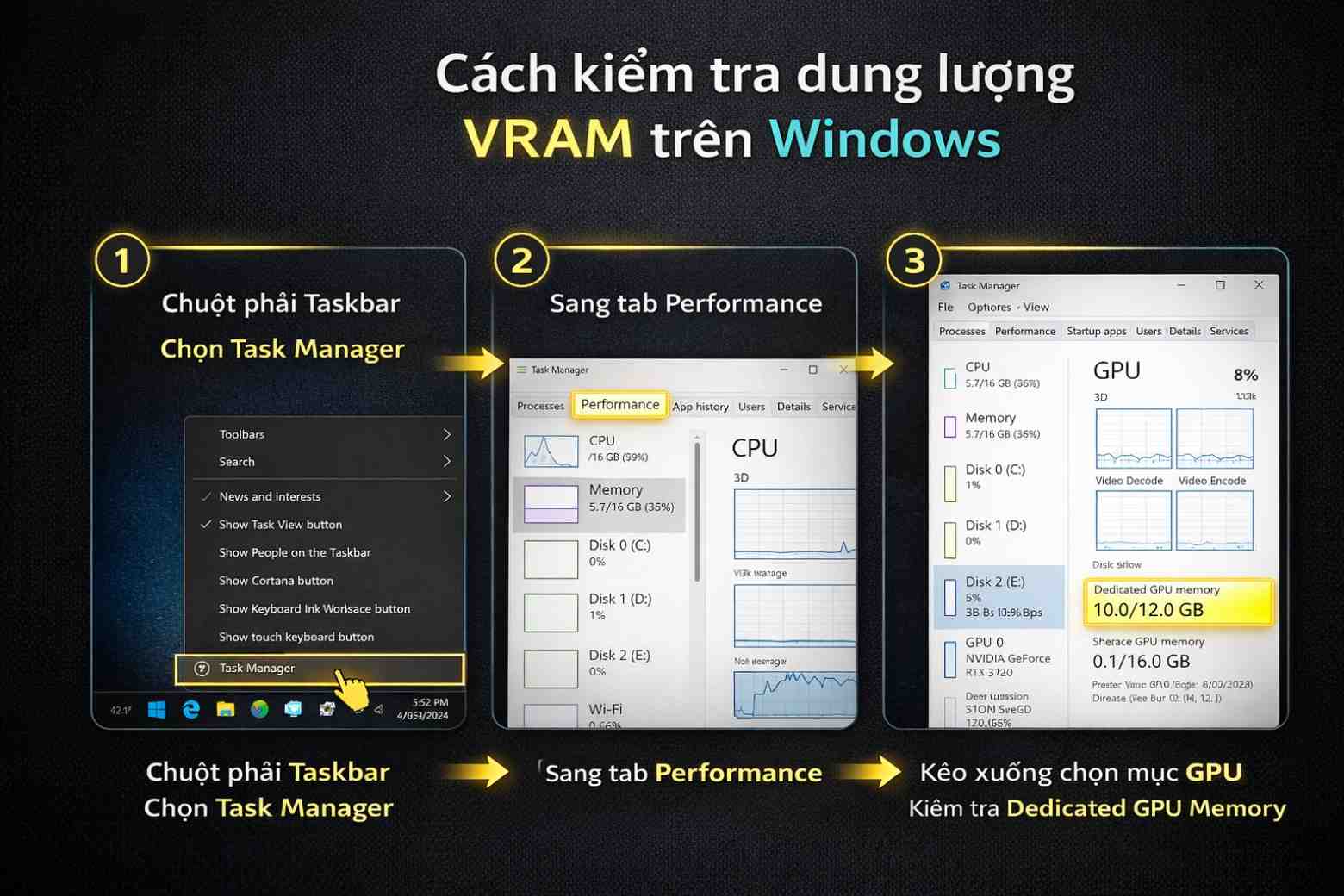 VRAM là gì? Tư vấn dung lượng VRAM laptop cho đồ họa, AI và game (2026) 13 vram là gì cách kiểm tra trên Windows
