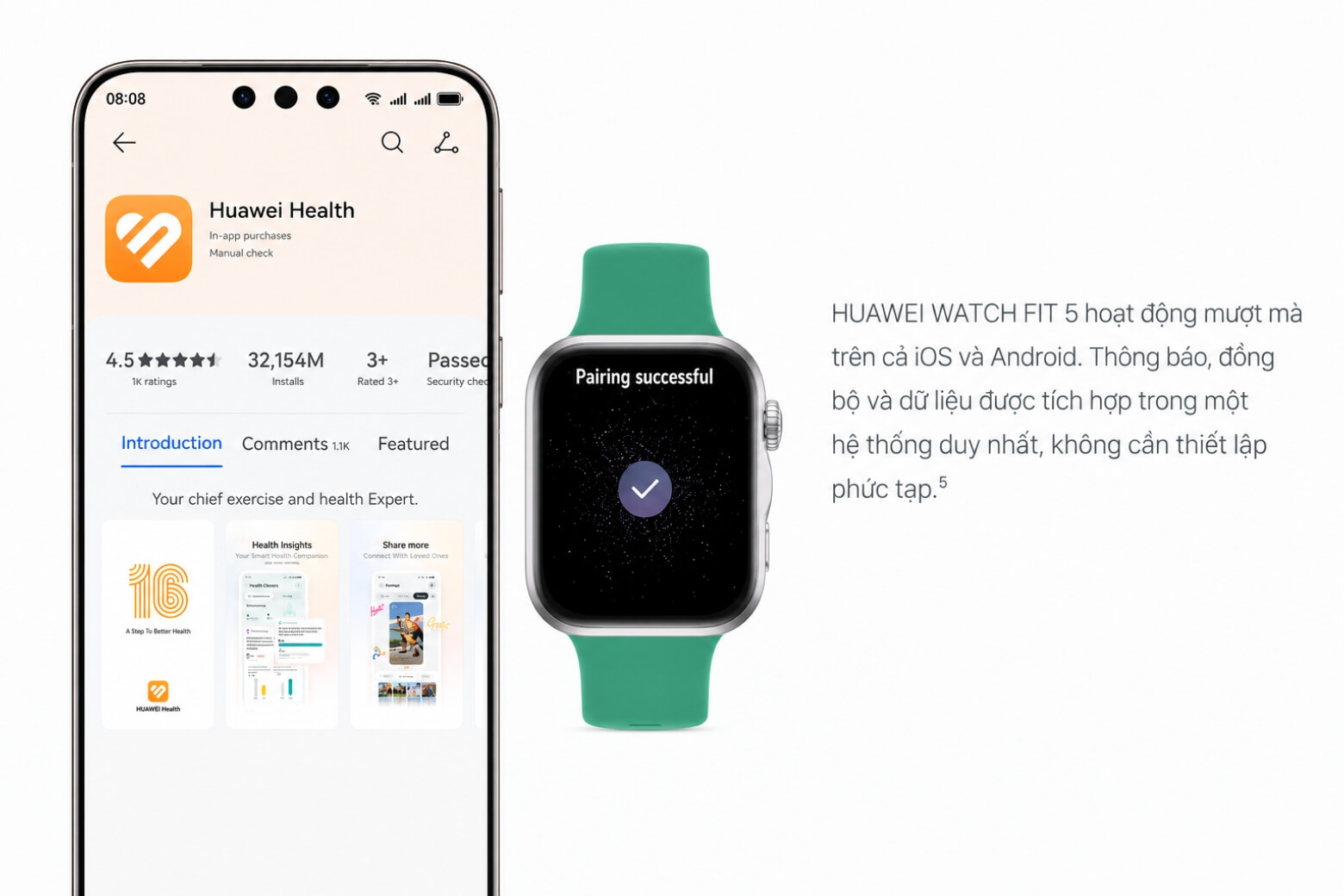 Đánh giá HUAWEI Watch Fit 5 tương thích Android