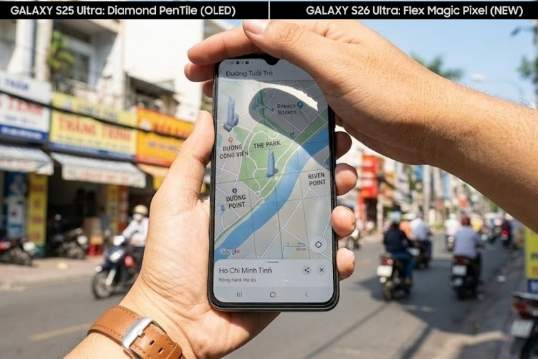 đánh giá màn hình Samsung A57 dưới ánh nắng gắt