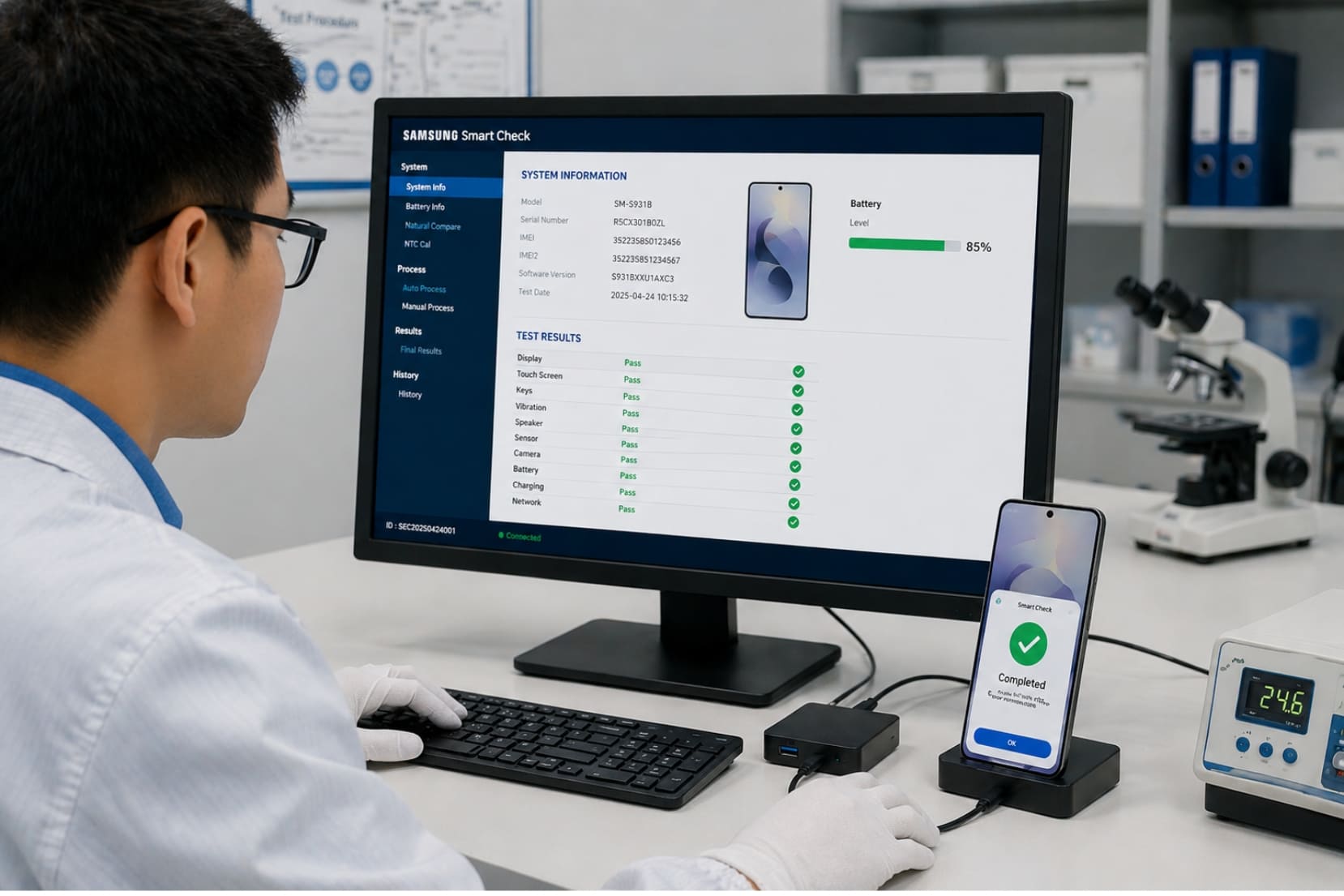 Đánh giá màn hình Galaxy S25 sau 1 năm: Phân tích kỹ thuật và rủi ro hao mòn khi mua máy cũ 10 Quy trình kiểm định màn hình Samsung S25 cũ tại trung tâm kỹ thuật Di Động ViệtQuy trình kiểm định màn hình Samsung S25 cũ tại trung tâm kỹ thuật Di Động Việt