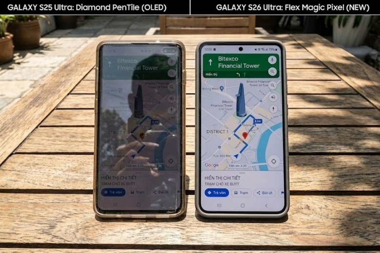 Đánh giá độ sáng và khả năng chống lóa ngoài trời của màn hình Samsung Galaxy S26 Ultra