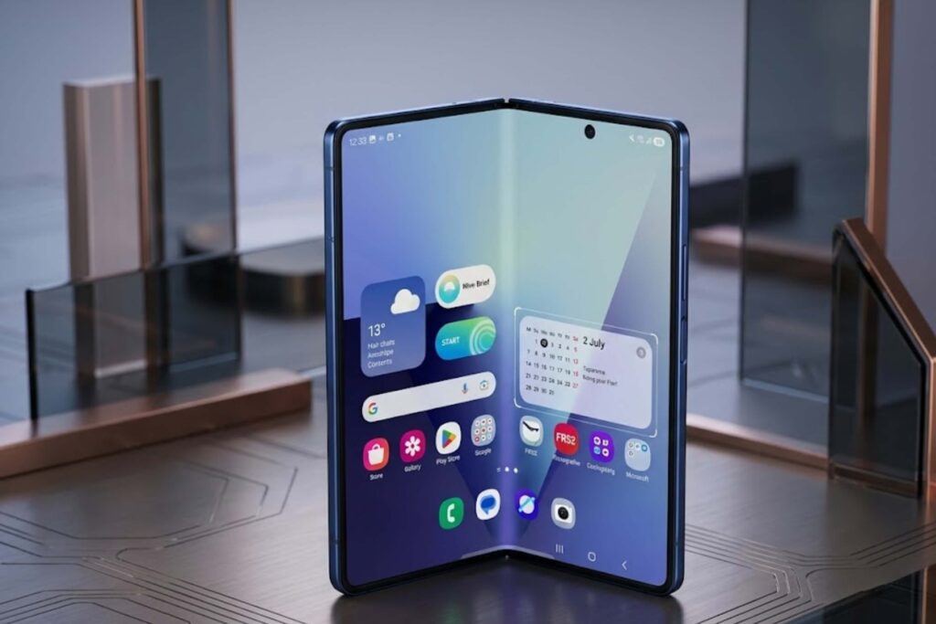 Z Fold7 dùng khung titan và kính UTG dày hơn giúp màn hình gập phẳng hơn, nếp gấp mờ và bền hơn thế hệ trước.