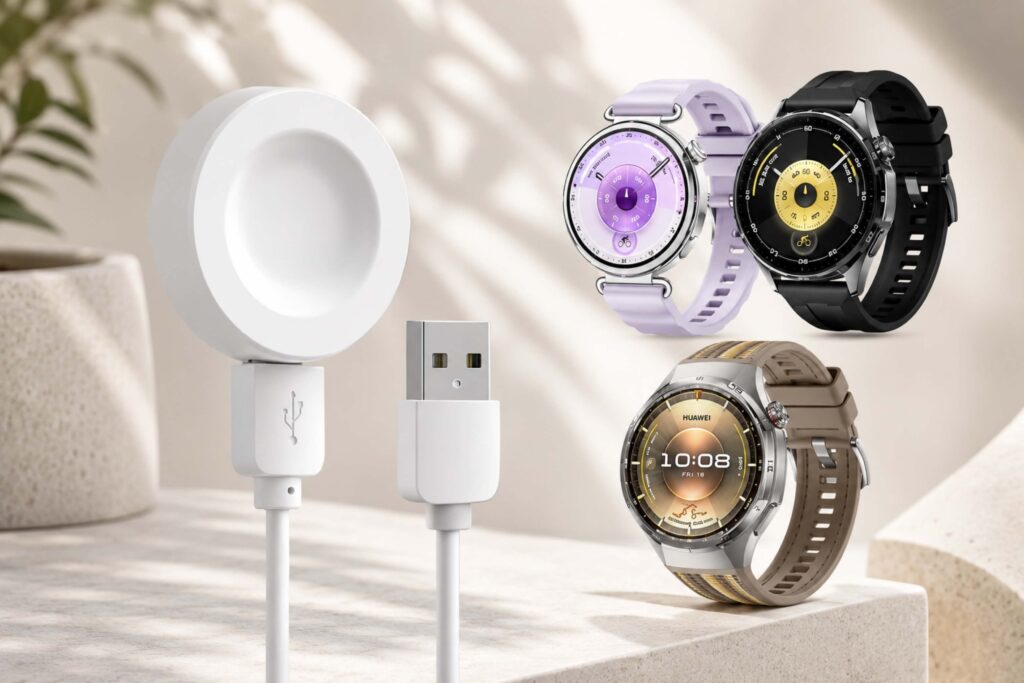 HUAWEI Watch GT6 46mm hỗ trợ sạc từ tính tiện lợi với thời gian sạc đầy khoảng 60–120 phút.