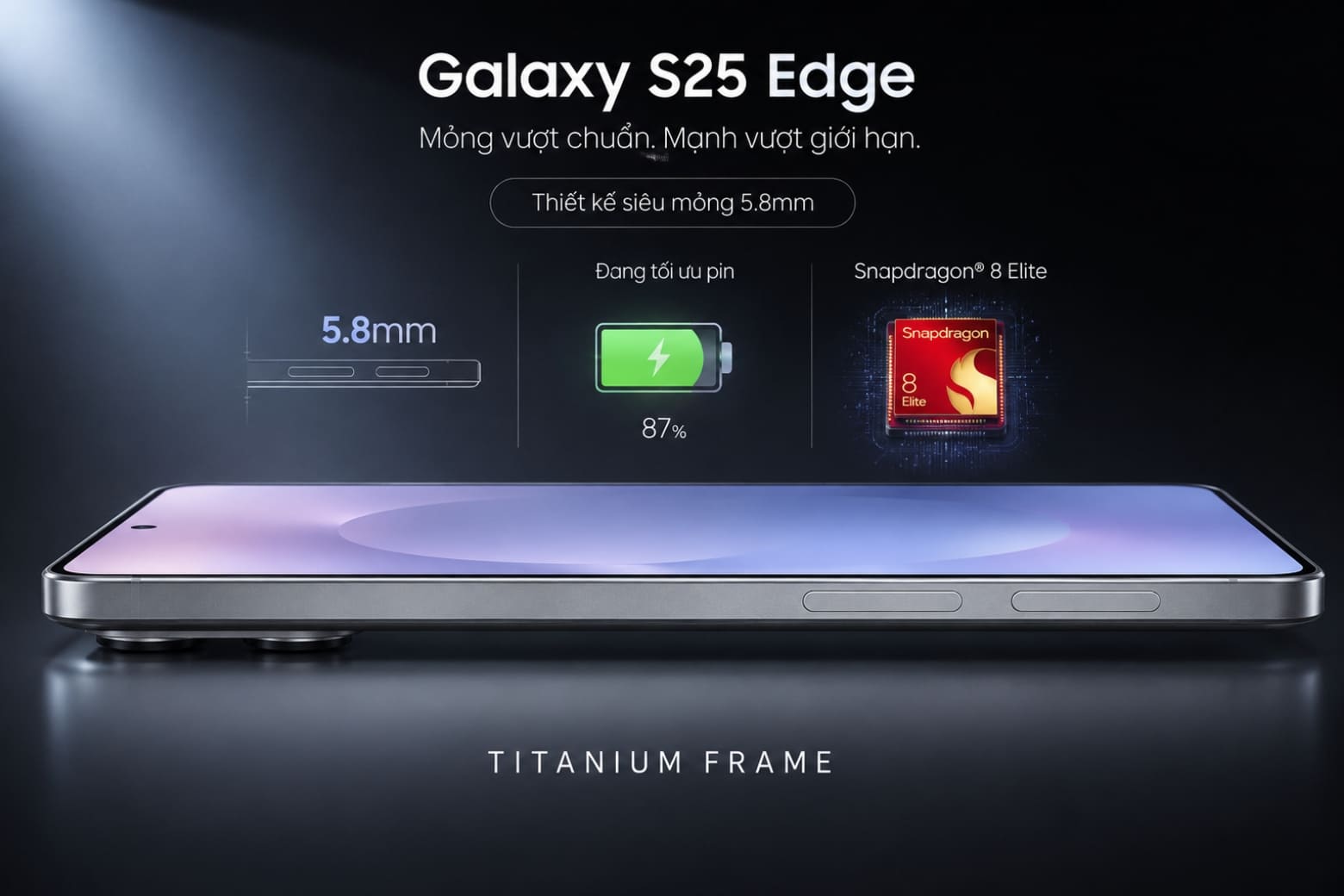 Đánh giá pin S25 Edge với Dung lượng 3.900mAh trên thân máy 5.8mm