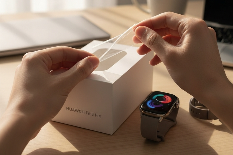 Mở hộp HUAWEI Watch Fit 5 Pro với đầy đủ phụ kiện đồng hồ thông minh đi kèm