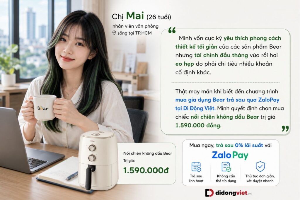 gia dụng Bear trả sau qua ZaloPay tại Di Động Việt